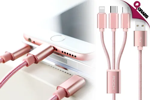 From QR49 Increase Compatibility with a 3-in-1 Lightening Connector, Micro USB & Type C Charger Braided Cable! (Up to QR178 Value)